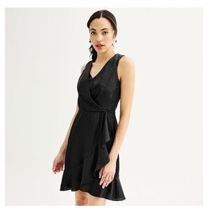 Nine West Black Textured Mini Dress